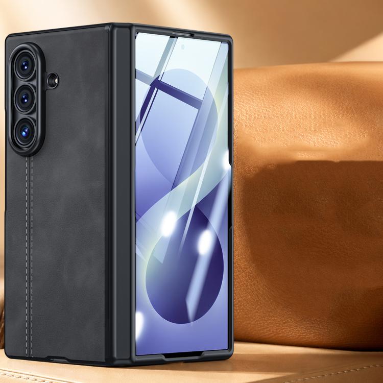 Film Integrated Sheepskin Texture Stitched Magnetic Hinge Phone Case, For Galaxy Z Fold8 Ultra 5G, For Galaxy Z Flip8 5G