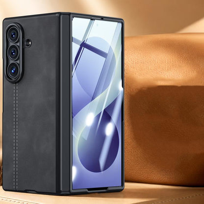 Film Integrated Sheepskin Texture Stitched Magnetic Hinge Phone Case, For Galaxy Z Fold8 Ultra 5G, For Galaxy Z Flip8 5G