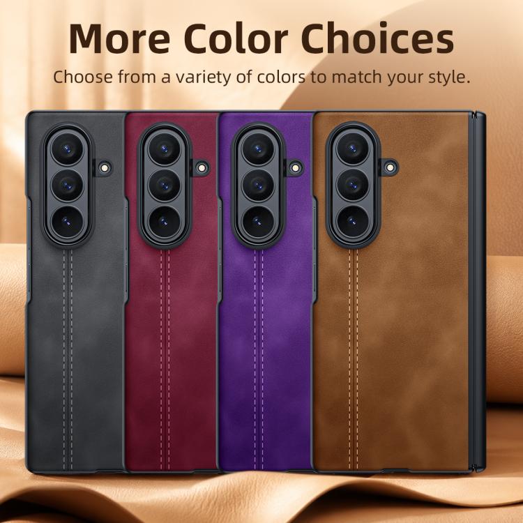 Film Integrated Sheepskin Texture Stitched Magnetic Hinge Phone Case, For Galaxy Z Fold8 Ultra 5G, For Galaxy Z Flip8 5G
