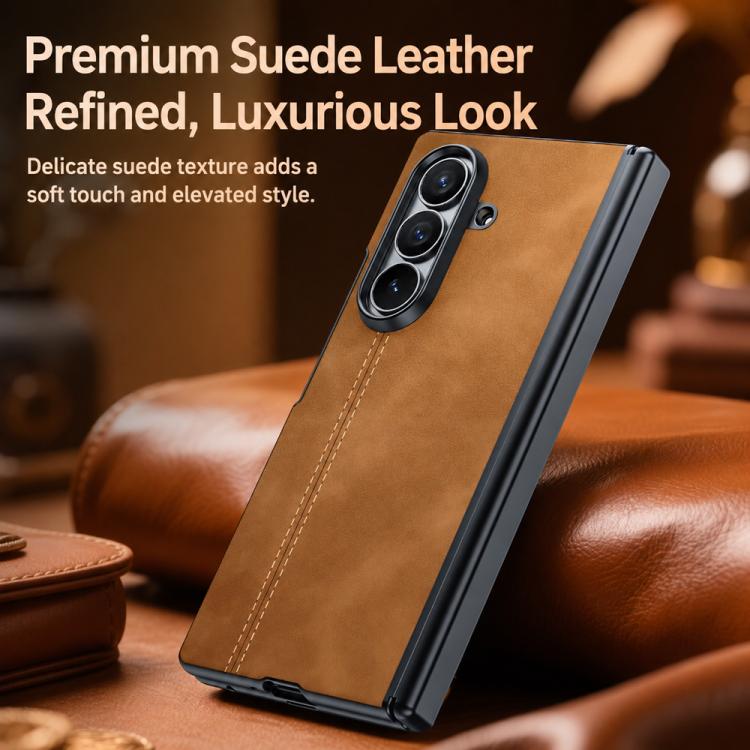 Film Integrated Sheepskin Texture Stitched Magnetic Hinge Phone Case, For Galaxy Z Fold8 Ultra 5G, For Galaxy Z Flip8 5G