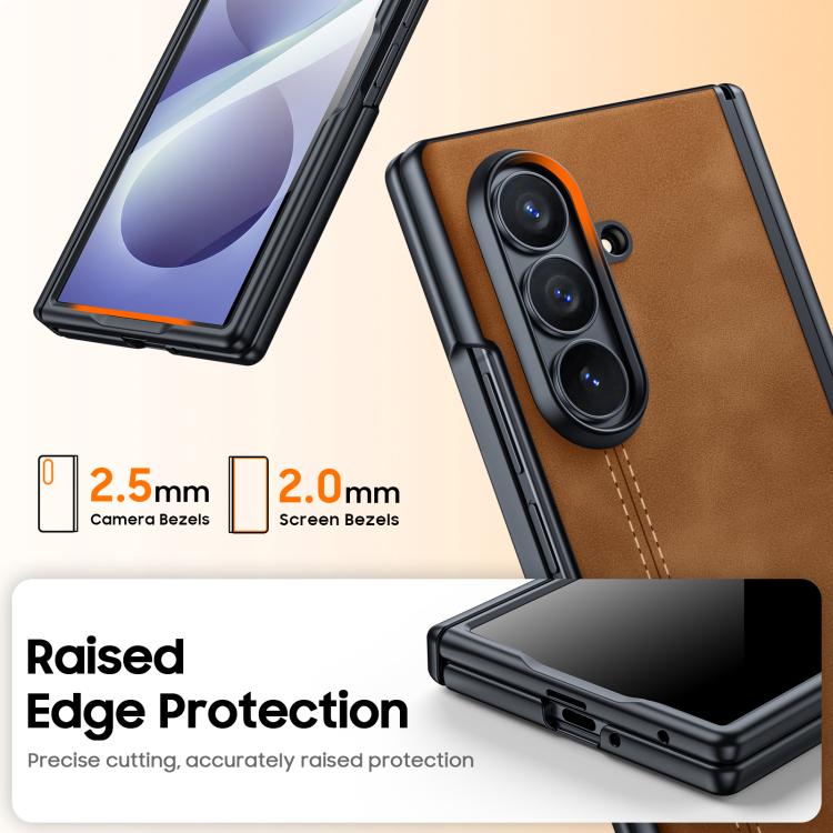 Film Integrated Sheepskin Texture Stitched Magnetic Hinge Phone Case, For Galaxy Z Fold8 Ultra 5G, For Galaxy Z Flip8 5G