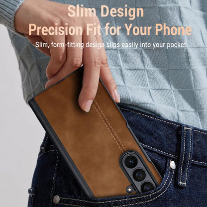 Film Integrated Sheepskin Texture Stitched Magnetic Hinge Phone Case, For Galaxy Z Fold8 Ultra 5G, For Galaxy Z Flip8 5G