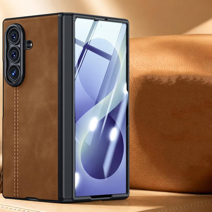Film Integrated Sheepskin Texture Stitched Magnetic Hinge Phone Case, For Galaxy Z Fold8 Ultra 5G, For Galaxy Z Flip8 5G