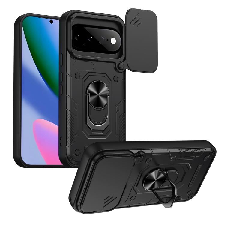 Nanshan Armor Sliding Camshield Ring Holder Phone Case, For Google Pixel 11 Pro XL, For Google Pixel 11 / 11 Pro, For Google Pixel 10 Pro XL, For Google Pixel 10 / 10 Pro