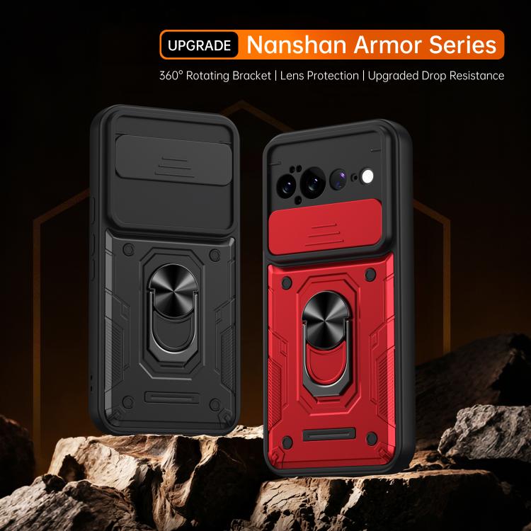 Nanshan Armor Sliding Camshield Ring Holder Phone Case, For Google Pixel 11 Pro XL, For Google Pixel 11 / 11 Pro, For Google Pixel 10 Pro XL, For Google Pixel 10 / 10 Pro