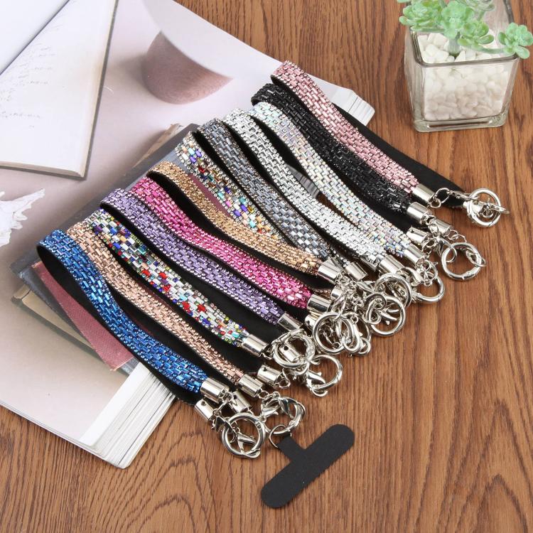 Sparkling Rhinestone Phone Charm Strap with Tether Pad