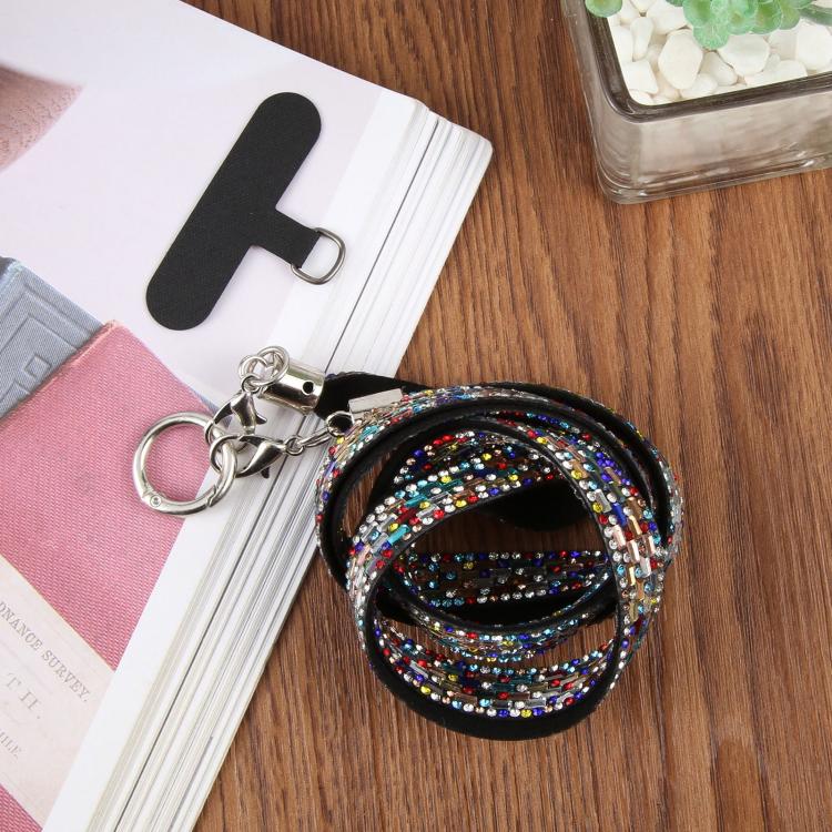 Sparkling Rhinestone Phone Lanyard with Pad