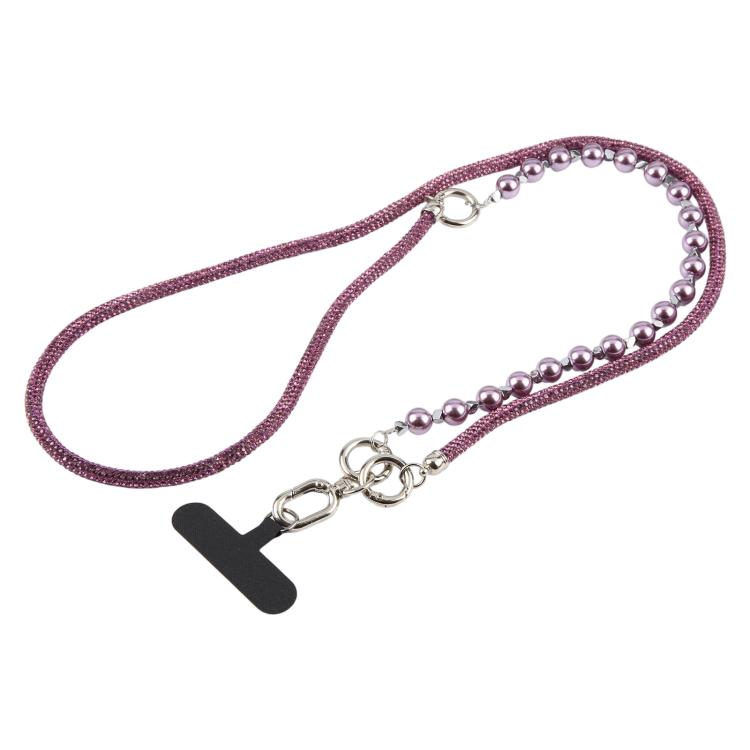 Sparkling Rhinestone Pearl Phone Lanyard with Detachable Crystal Beads