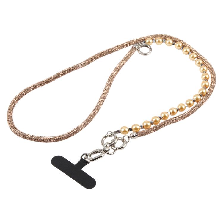 Sparkling Rhinestone Pearl Phone Lanyard with Detachable Crystal Beads
