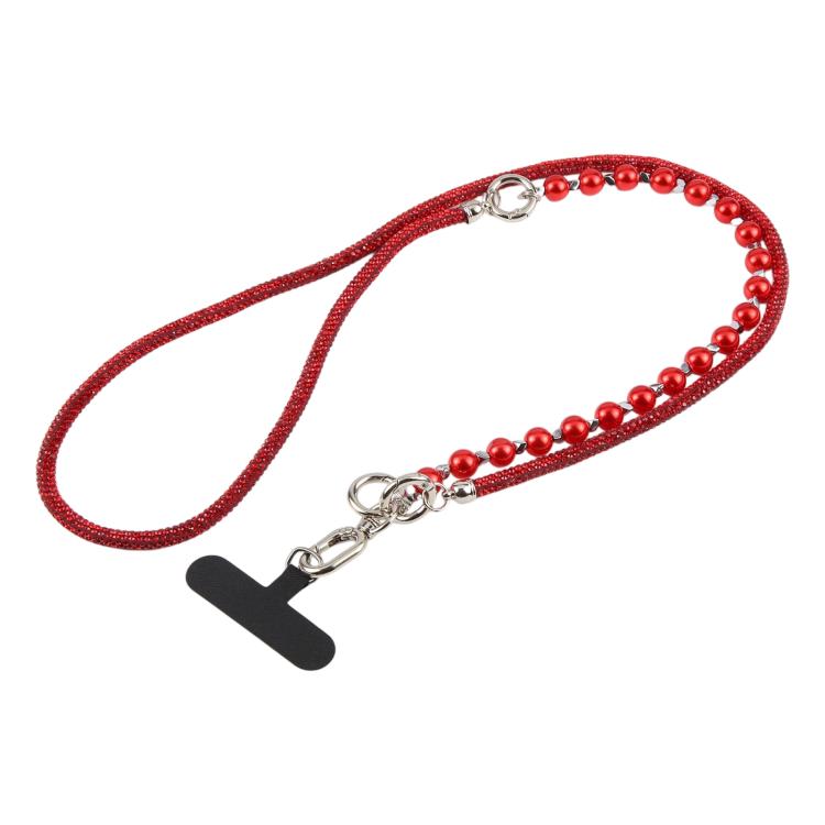 Sparkling Rhinestone Pearl Phone Lanyard with Detachable Crystal Beads
