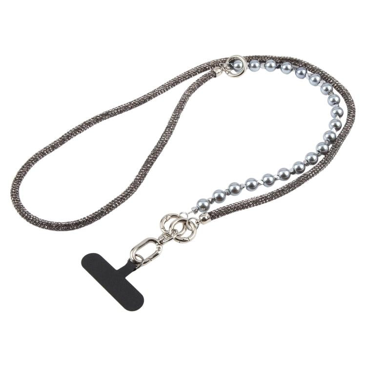 Sparkling Rhinestone Pearl Phone Lanyard with Detachable Crystal Beads