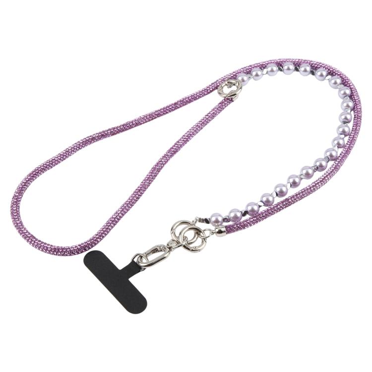 Sparkling Rhinestone Pearl Phone Lanyard with Detachable Crystal Beads