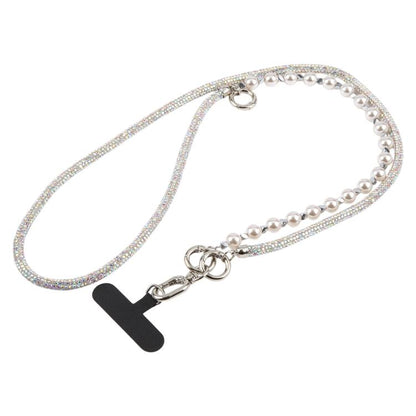 Sparkling Rhinestone Pearl Phone Lanyard with Detachable Crystal Beads