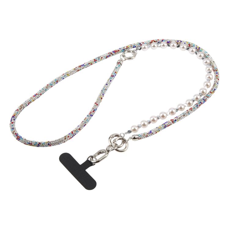 Sparkling Rhinestone Pearl Phone Lanyard with Detachable Crystal Beads