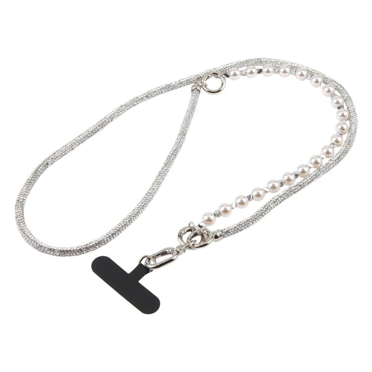 Sparkling Rhinestone Pearl Phone Lanyard with Detachable Crystal Beads