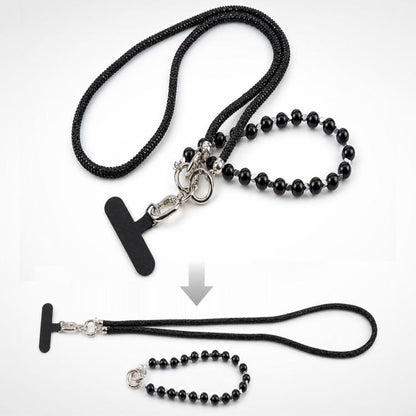 Sparkling Rhinestone Pearl Phone Lanyard with Detachable Crystal Beads