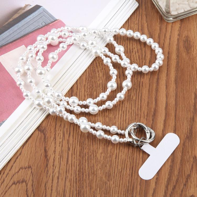Glossy Pearl Phone Chain Crossbody Phone Lanyard with Tether Pad for Women Girls
