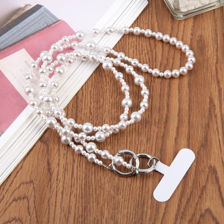 Glossy Pearl Phone Chain Crossbody Phone Lanyard with Tether Pad for Women Girls