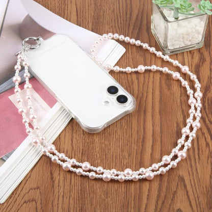 Glossy Pearl Phone Chain Crossbody Phone Lanyard with Tether Pad for Women Girls