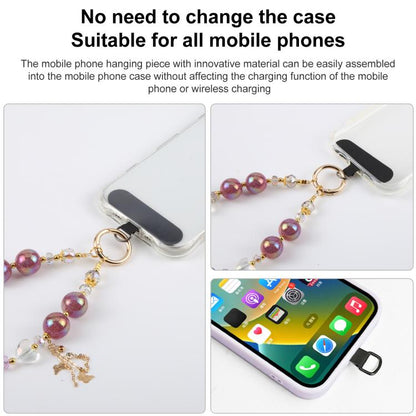 Colorful Flower Beaded Phone Charm Wrist Strap with Tether Pad for Women Girls