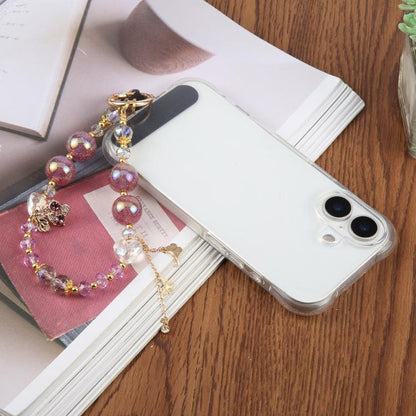 Colorful Flower Beaded Phone Charm Wrist Strap with Tether Pad for Women Girls
