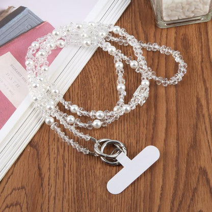 Perfume Bottle Beaded Phone Charm Crossbody Phone Lanyard with Tether Pad