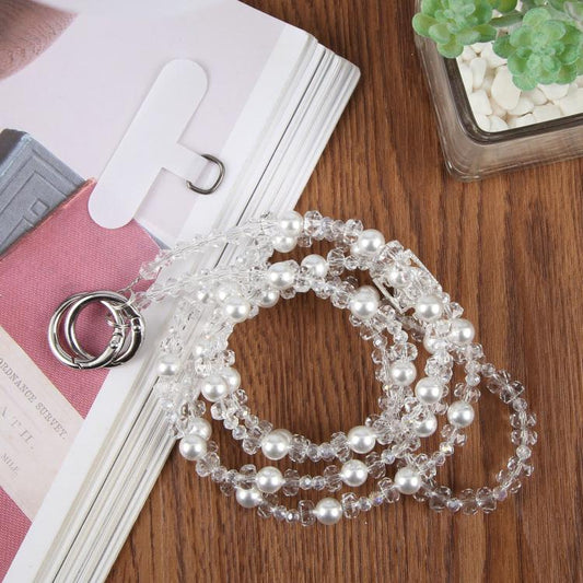 Perfume Bottle Beaded Phone Charm Crossbody Phone Lanyard with Tether Pad