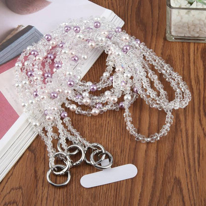 Perfume Bottle Beaded Phone Charm Crossbody Phone Lanyard with Tether Pad