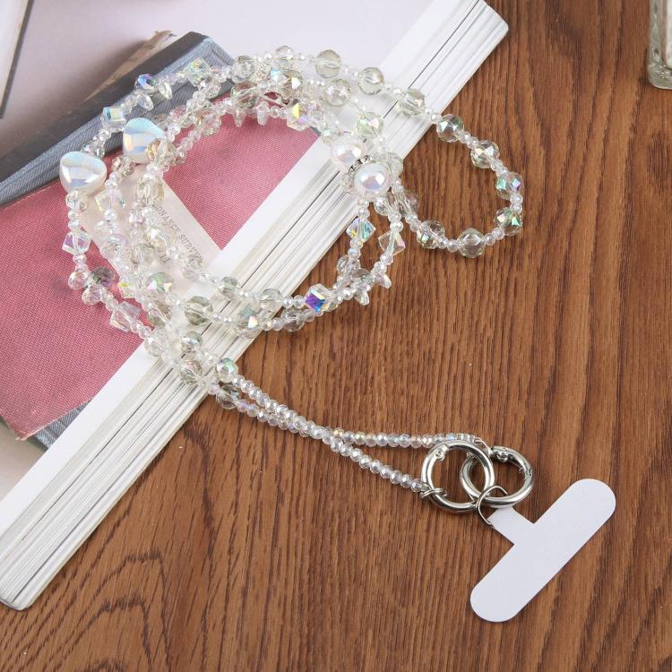 Perfume Bottle Heart Beaded Phone Charm Crossbody Phone Lanyard with Tether Pad