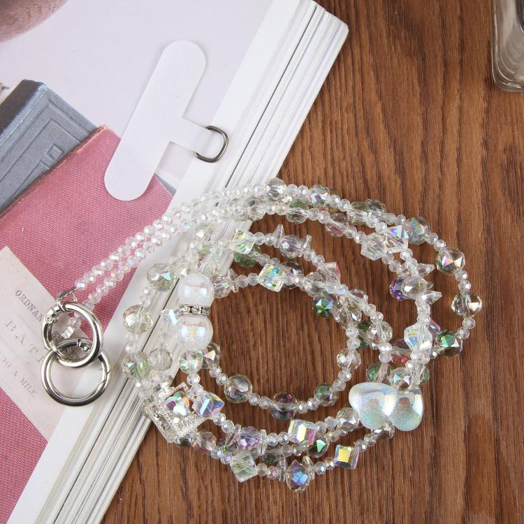 Perfume Bottle Heart Beaded Phone Charm Crossbody Phone Lanyard with Tether Pad