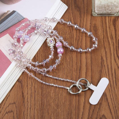 Perfume Bottle Heart Beaded Phone Charm Crossbody Phone Lanyard with Tether Pad