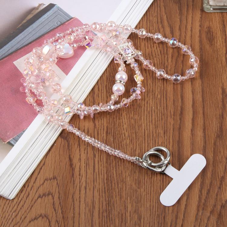 Perfume Bottle Heart Beaded Phone Charm Crossbody Phone Lanyard with Tether Pad