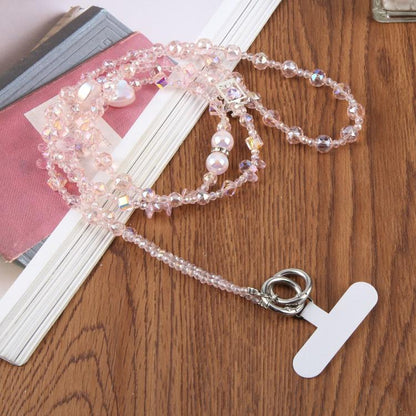 Perfume Bottle Heart Beaded Phone Charm Crossbody Phone Lanyard with Tether Pad