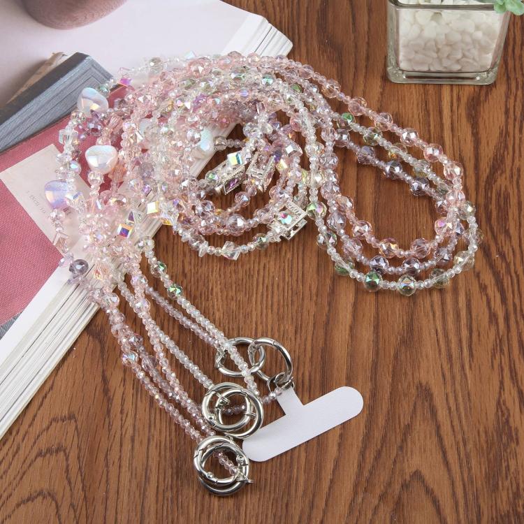 Perfume Bottle Heart Beaded Phone Charm Crossbody Phone Lanyard with Tether Pad