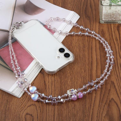 Perfume Bottle Heart Beaded Phone Charm Crossbody Phone Lanyard with Tether Pad