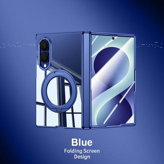 Intergrated Shell And Flim Electroplating Transparent Shockproof Phone Case With 360 Degree Holder, For Galaxy Z Fold8 5G, For Galaxy Z Fold8 Ultra 5G, For Galaxy Z Flip8 5G