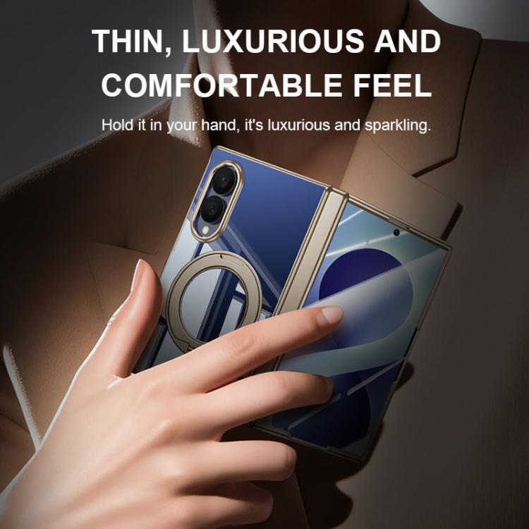 Electroplating Transparent Shockproof Phone Case With 360 Degree Holder, For Galaxy Z Fold8 5G, For Galaxy Z Fold8 Ultra 5G, For Galaxy Z Flip8 5G