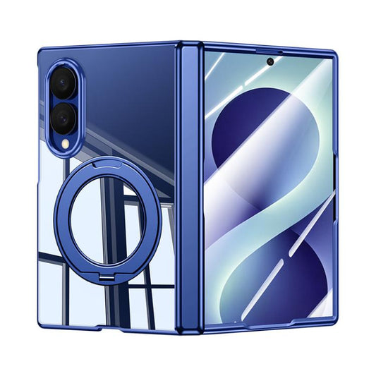 Intergrated Shell And Flim Electroplating Transparent Shockproof Phone Case With 360 Degree Holder, For Galaxy Z Fold8 5G, For Galaxy Z Fold8 Ultra 5G, For Galaxy Z Flip8 5G