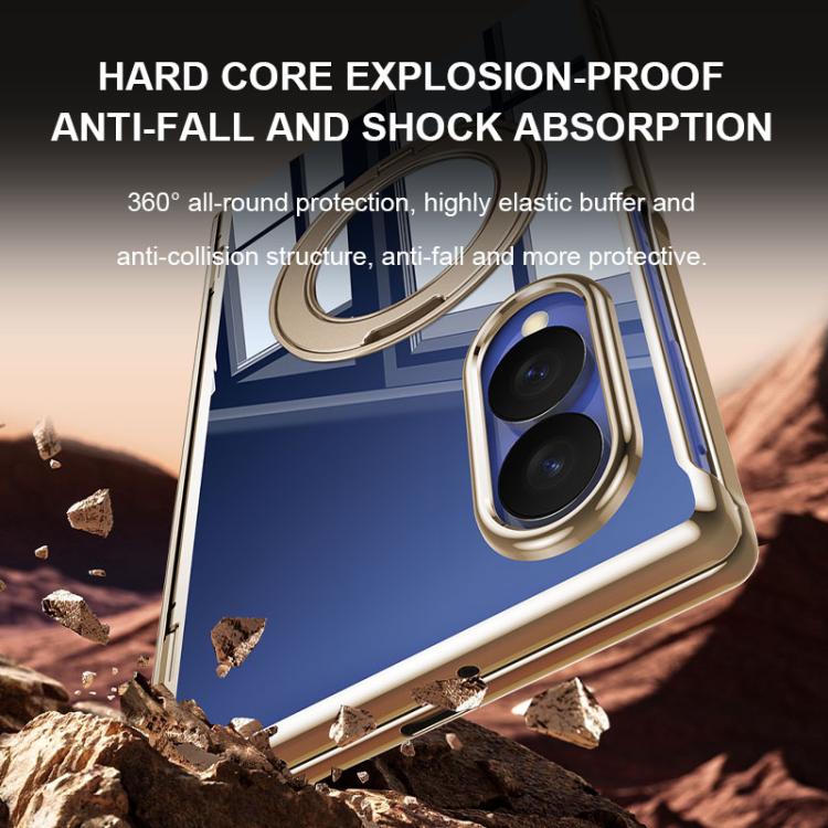 Electroplating Transparent Shockproof Phone Case With 360 Degree Holder, For Galaxy Z Fold8 5G, For Galaxy Z Fold8 Ultra 5G, For Galaxy Z Flip8 5G