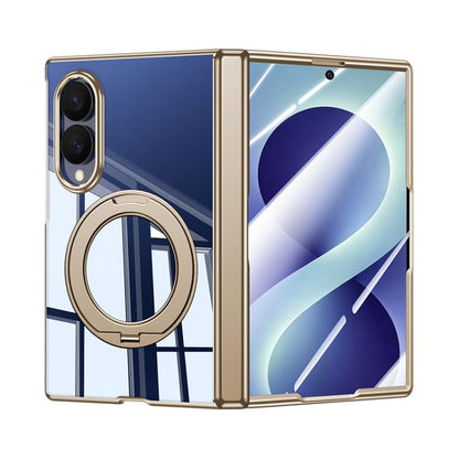 Electroplating Transparent Shockproof Phone Case With 360 Degree Holder, For Galaxy Z Fold8 5G, For Galaxy Z Fold8 Ultra 5G, For Galaxy Z Flip8 5G