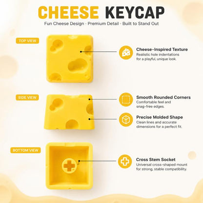 4-key Creative 3D Cheese Themed Cross-Stem Keycap