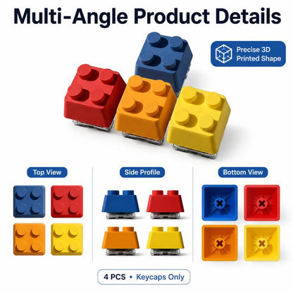 4-key Creative 3D Building Blocks Cross-Stem Keycap