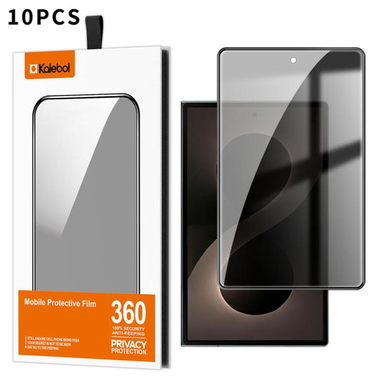 Kalebol 10pcs High-Aluminum Screen-Printed Full-Coverage Black-Border Privacy Tempered Glass Film, For Galaxy Z Fold8 5G Outer Screen, For Galaxy Z Fold8 Ultra 5G Outer Screen, For Galaxy Z Flip8 5G Outer Screen
