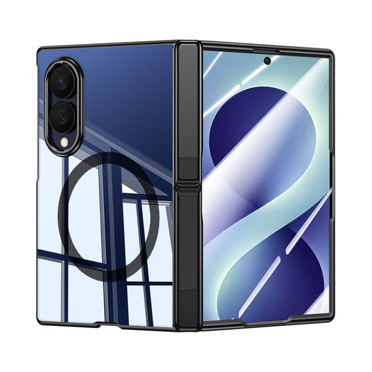 Electroplating Transparent Hinge Holder Magnetic Phone Case, For Galaxy Z Fold8 5G, For Galaxy Z Fold8 Ultra 5G