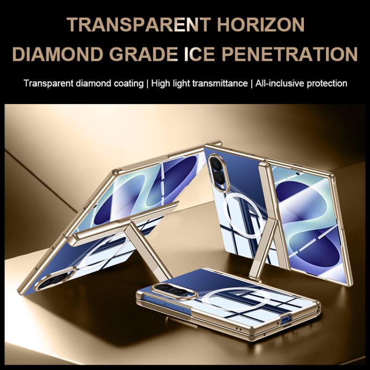Electroplating Transparent Hinge Holder Magnetic Phone Case, For Galaxy Z Fold8 5G, For Galaxy Z Fold8 Ultra 5G