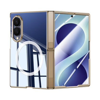 Electroplating Transparent Hinge Holder Magnetic Phone Case, For Galaxy Z Fold8 5G, For Galaxy Z Fold8 Ultra 5G