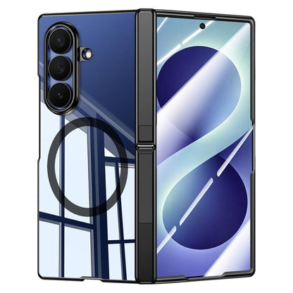 Electroplating Transparent Hinge Holder Magnetic Phone Case, For Galaxy Z Fold8 5G, For Galaxy Z Fold8 Ultra 5G