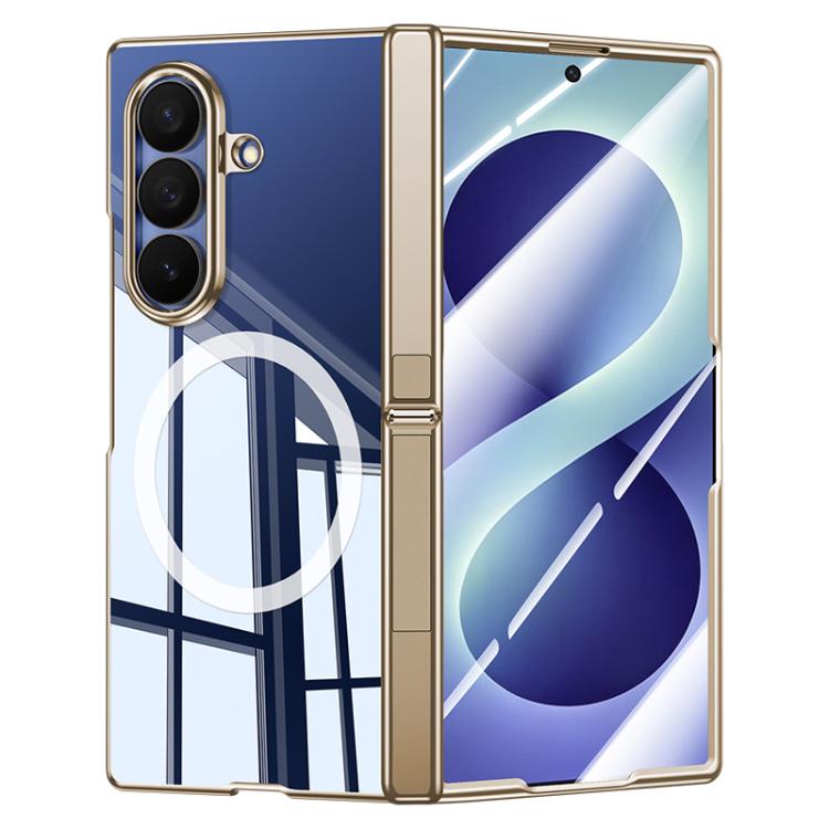 Electroplating Transparent Hinge Holder Magnetic Phone Case, For Galaxy Z Fold8 5G, For Galaxy Z Fold8 Ultra 5G