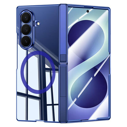 Electroplating Transparent Hinge Holder Magnetic Phone Case, For Galaxy Z Fold8 5G, For Galaxy Z Fold8 Ultra 5G