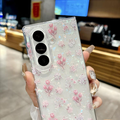 Pearlescent Shell Texture Flower Pattern Phone Case, For Galaxy Z Fold8 Ultra 5G, For Galaxy Z Flip8 5G